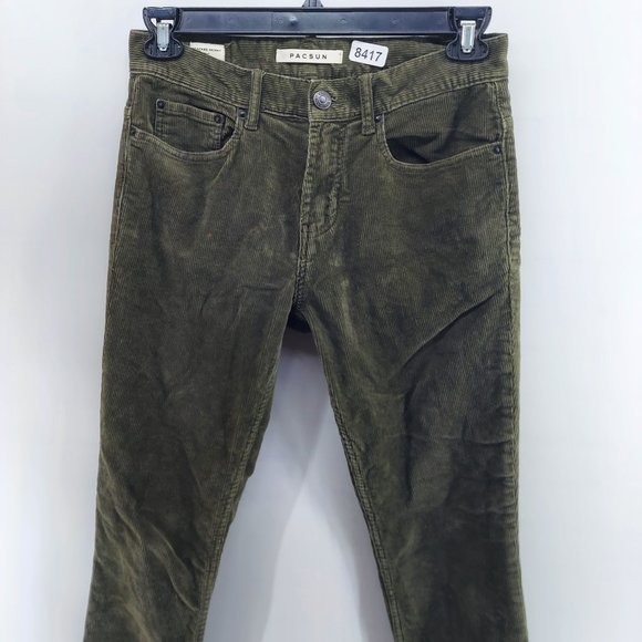 Pacsun Stacked Skinny green curdoroy  Jeans size 29 - Picture 2 of 12